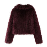 Scarlett Plush Burgundy Faux Fur Jacket